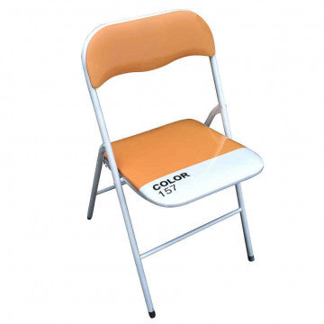 Sedia pieghevole con seduta imbottita in PVC e tubo in acciaio verniciato