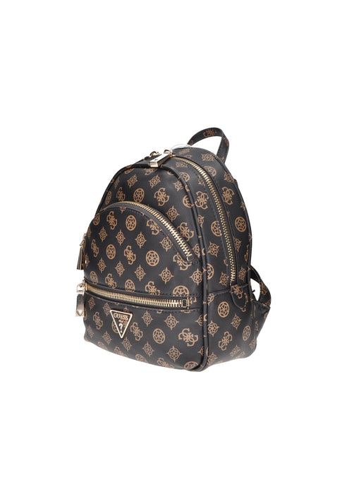 Zaino GUESS Manhattan Ecopelle Con Metalleria Dorata E Logo Frontale 36x27x13 Cm Due Manici 45 Cm