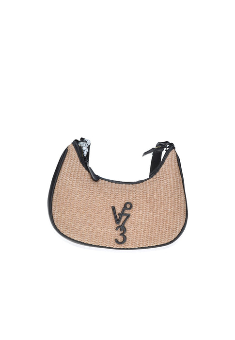 Borsa A Spalla Summer In Tessuto E Ecopelle Con Chiusura A Cerniera E Tracolla In Ecopelle Dimensioni 23x13x7 Cm