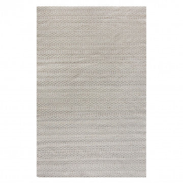 Tappeto in lana e cotone avorio 160 x 230 cm con decoro