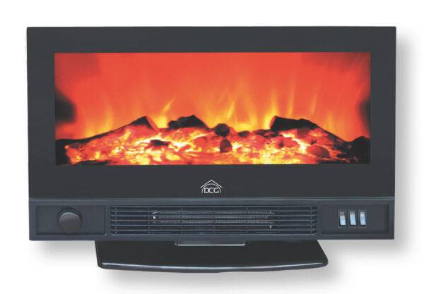 Caminetto elettrico risparmioso 1800W con termostato regolabile, design moderno con effetto fiamma realistico, ideale per interni.