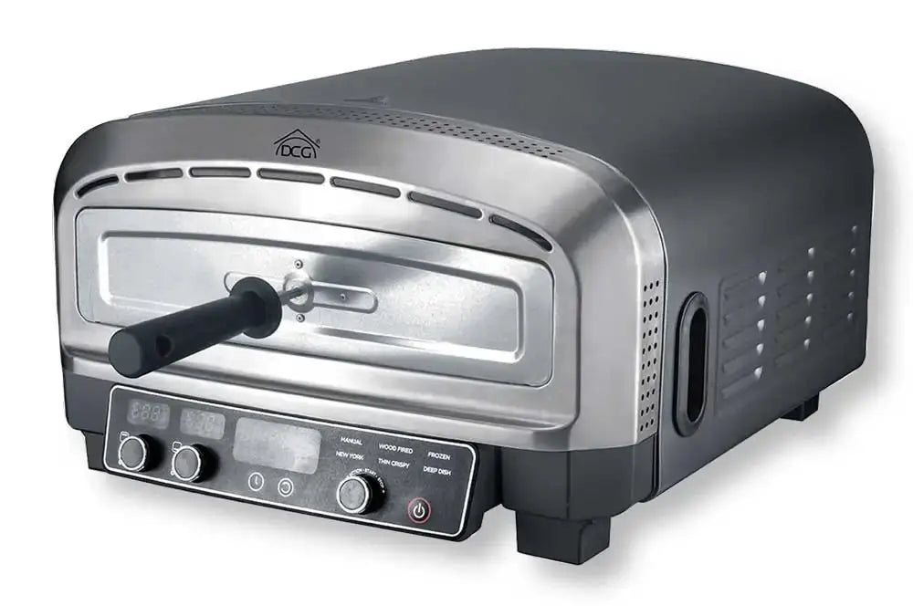 Forno pizza Maker 2200W in acciaio inox con manico frontale e comandi digitali, ideale per cucinare pizze in casa. Categoria: Forni da cucina Eurogross.
