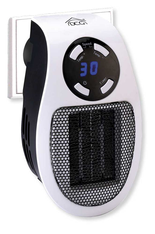 Termoventilatore ceramica senza cavo con display digitale e controllo touch, griglia protettiva frontale, ideale per riscaldare ambienti piccoli