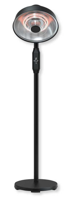 Stufa patio riscaldamento esterno a infrarossi con elemento riscaldante al carbonio, struttura nera, regolatore di potenza, ideale per spazi esterni