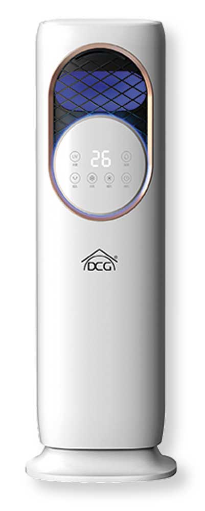 Ventilatore umidificatore caldo freddo con display digitale, controllo touch, corpo bianco, funzione di riscaldamento e raffrescamento, SKU: DCG-VERI80
