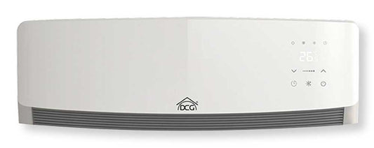 Termoconvettore a parete 1600W ceramico bianco con display digitale, controllo touch, timer e telecomando, ideale per riscaldamento rapido e silenzioso