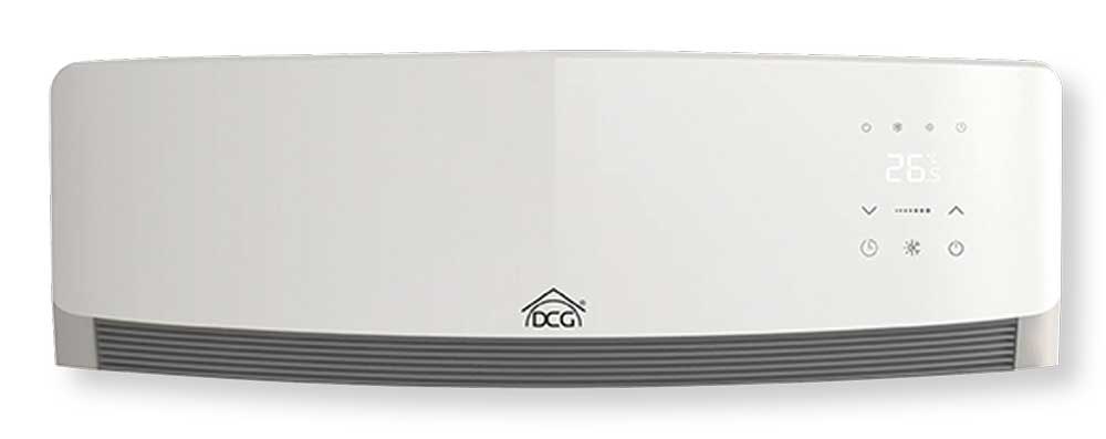 Termoconvettore a parete 1600W ceramico bianco con display digitale, controllo touch, timer e telecomando, ideale per riscaldamento rapido e silenzioso