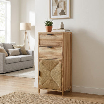 Mobiletto in legno con 2 cassetti e 1 anta - 38x28x89,5 cm