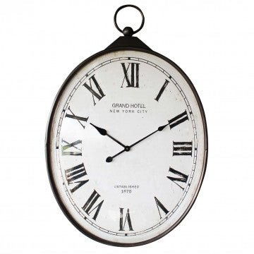 Orologio da parete in ferro e vetro, struttura posteriore in MDF