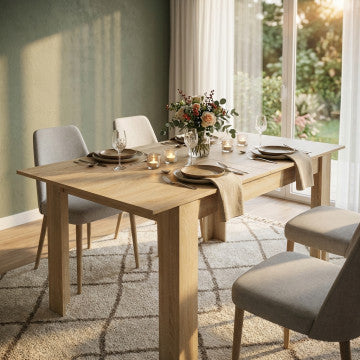 Tavolo allungabile in melamina marrone chiaro 140/190x90 cm