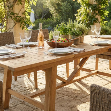 Tavolo allungabile in teak 220/300 x 100 cm, altezza 77 cm
