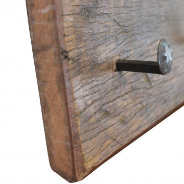 Appendiabiti in legno riciclato e metallo, 60x8x15 cm
