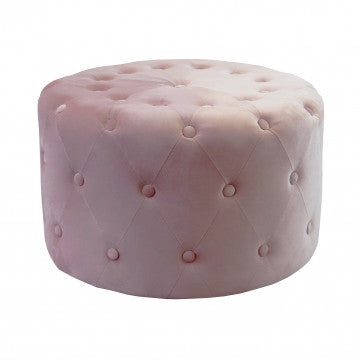 Pouf rotondo in velluto rosa, diametro 67 cm, altezza 41 cm