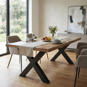 Tavolo con struttura in metallo e piano in legno di mango 200x100 cm