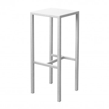 Sgabello alto in metallo bianco 30x30 cm, altezza 75 cm