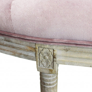 Panca in legno rivestita velluto rosa 125x45x48 cm peso 7,7 kg