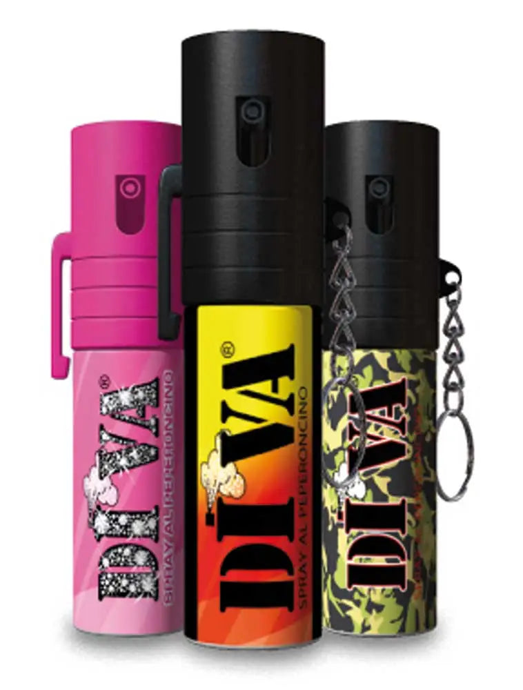 Spray al peperoncino Diva Top tascabile in bomboletta di forma cilindrica, colore rosa con manico, ideale per difesa personale, SKU: DS-99100-YT