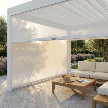 Laterale manuale pergola bioclimatica in textilene 381x221 cm