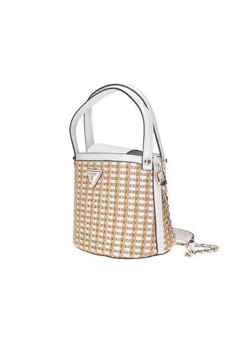 Secchiello GUESS in Ecopelle Italiana con Chiusura Magnetica e Tracolla Removibile Dimensioni 17x19x9 cm