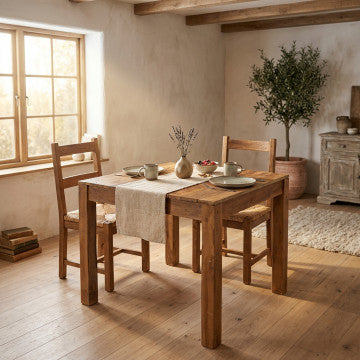 Tavolo in legno riciclato 80x80 cm, altezza 77 cm, colore marrone