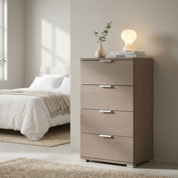 Mobiletto 4 cassetti rovere grigio truciolare bilaminato 45x38x85 cm
