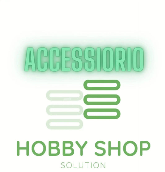 Logo Accessorio Hobby Shop Solution in verde con scritta stilizzata e icona grafica, ideale per categoria accessori utensili ed elettroutensili