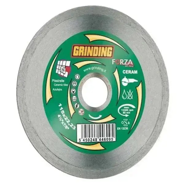Disco grinding 115x1,7 Forza Ceram per taglio ceramica e piastrelle, con foro 22,23 mm e corona continua liscia, ideale per smerigliatrici.