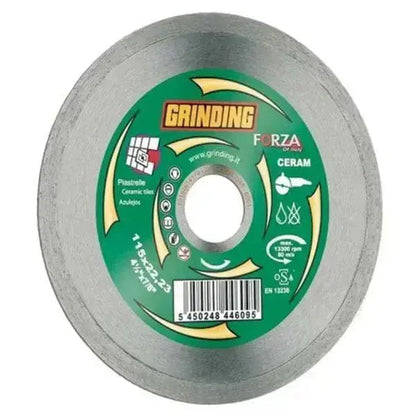Disco grinding 115x1,7 Forza Ceram per taglio ceramica e piastrelle, con foro 22,23 mm e corona continua liscia, ideale per smerigliatrici.