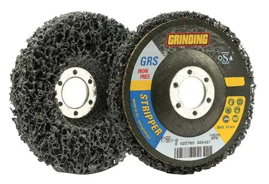 Disco grinding 115x22,23 stripper per smerigliatrici, struttura in rete di nylon con abrasivo al carburo di silicio per decapaggio e sverniciatura.