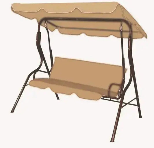 Dondolo 3 posti da esterno 170x110x153 cm con struttura in acciaio verniciato e rivestimento beige in tessuto Oxford con PVC, ideale per giardino.