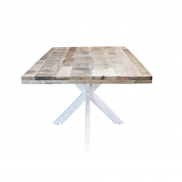 Tavolo in legno di mango e metallo bianco 200x100x77 cm