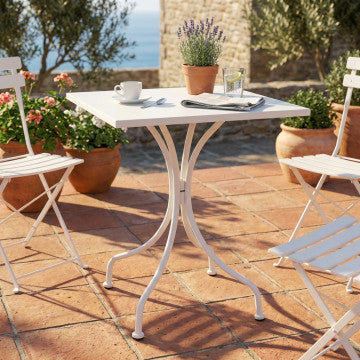 Tavolo quadrato in acciaio 60x60 cm, struttura tubolare trattata antiruggine