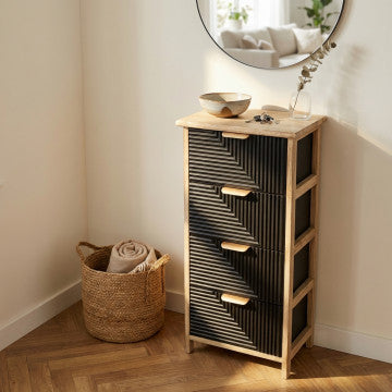 Mobiletto in legno con 4 cassetti, dimensioni 34x25x77 cm
