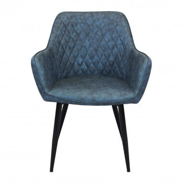 Poltrona struttura metallo seduta schienale ecopelle blu 56x60x87