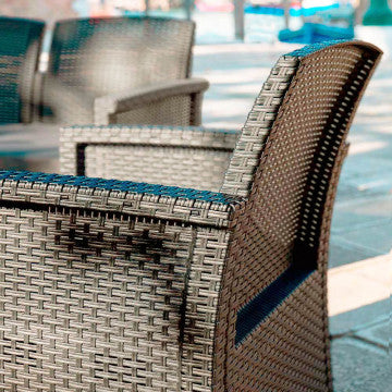 Salotto in polipropilene wicker con cuscini, 117x64,5x76 cm