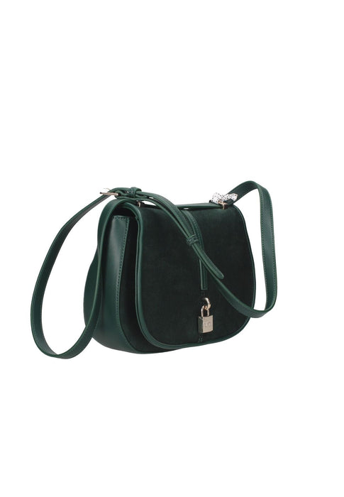 Borsa A Spalla Artemisia In Velluto Con Chiusura A Patta E Charm Lucchetto Frontale Dimensioni 25x20x7 Cm Di V73