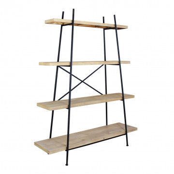 Mobile ferro e legno con 4 ripiani 145x44x176 cm, peso 14,9 kg