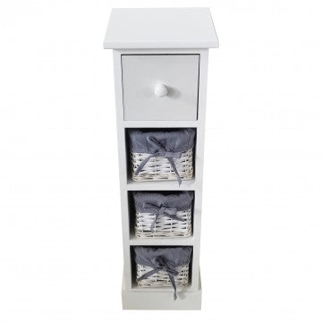 Mobiletto in legno 4 cassetti, 21x21x70 cm, colore bianco