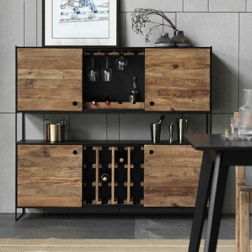 Mobile in legno di pino riciclato, 100x40x131 cm, colore marrone