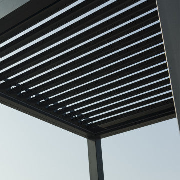 Gazebo con struttura alluminio antracite e tettuccio apribile 180x205x200 cm