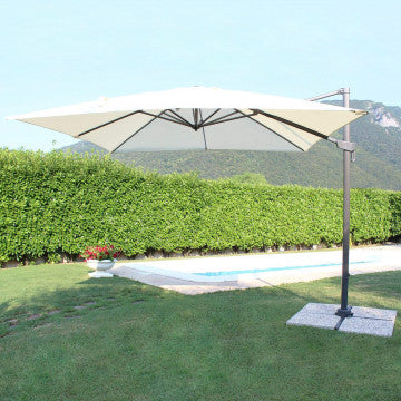 Ombrellone quadrato 3x3 m telo poliestere ecru 180 gr antivento