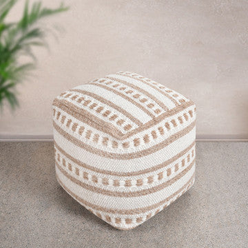Pouf quadrato in lana e cotone, 40x40x40 cm, peso 2,32 kg