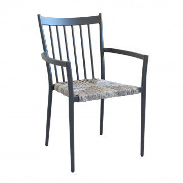 Poltrona impilabile struttura alluminio verniciato antracite seduta polyrattan