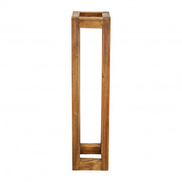 Fioriera media in legno riciclato, dimensioni 18x18x75 cm, colore marrone