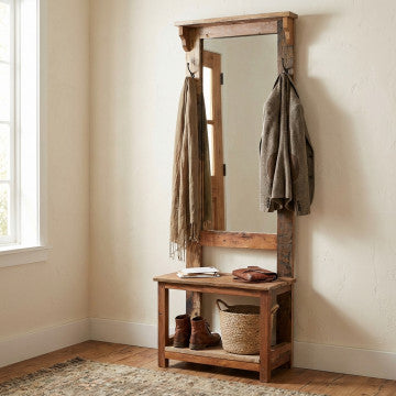 Mobile entrata legno riciclato 60x30x180 cm colore marrone