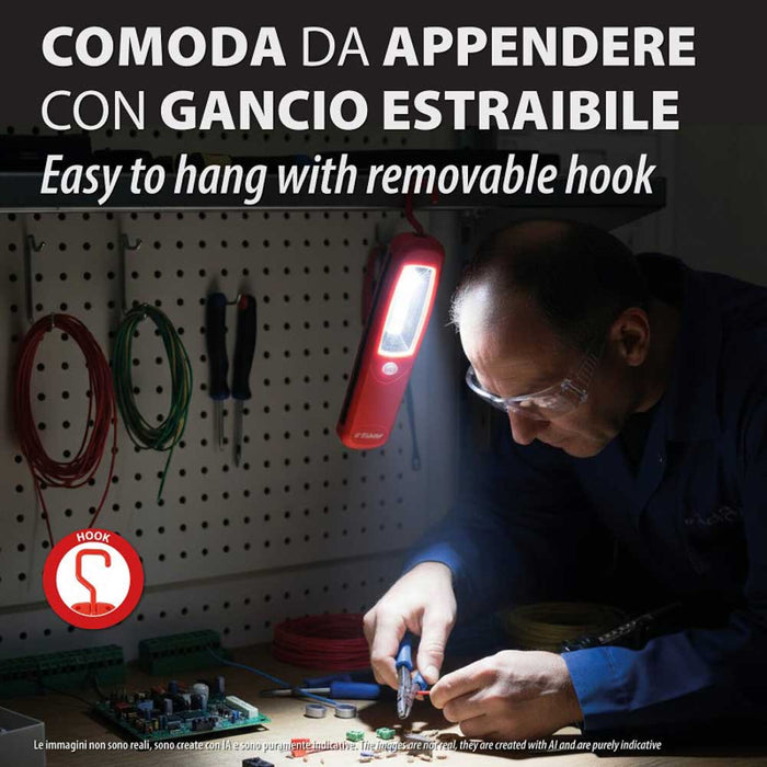 Lampada LED COB 280 Lumen Velamp - Gancio Magnetico 6000K