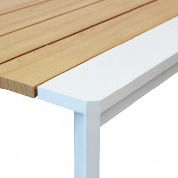 Tavolo alluminio verniciato piano effetto legno 200/250x100x75 cm