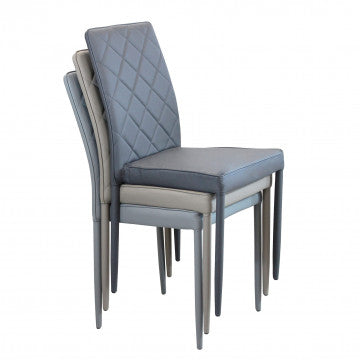 Sedia in acciaio e ecopelle grigio scuro 41x50x91 cm peso 4,6 kg