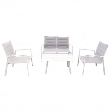 Divano 2 posti struttura alluminio textilene imbottito 124x71x87 cm