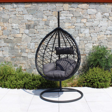 Dondolo con struttura metallo tortora e seduta wicker, tubi 42x2,5 mm